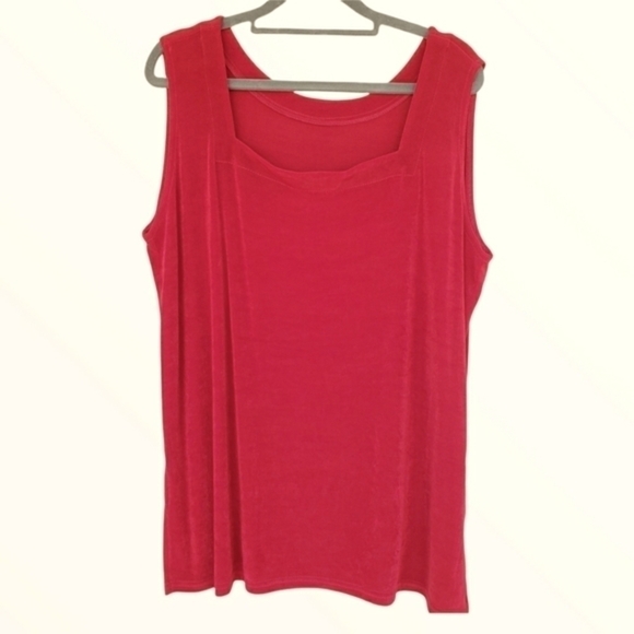 Brenna's 2x 3x Red ribbed tank top business casual sofisticated Holiday - Picture 1 of 6